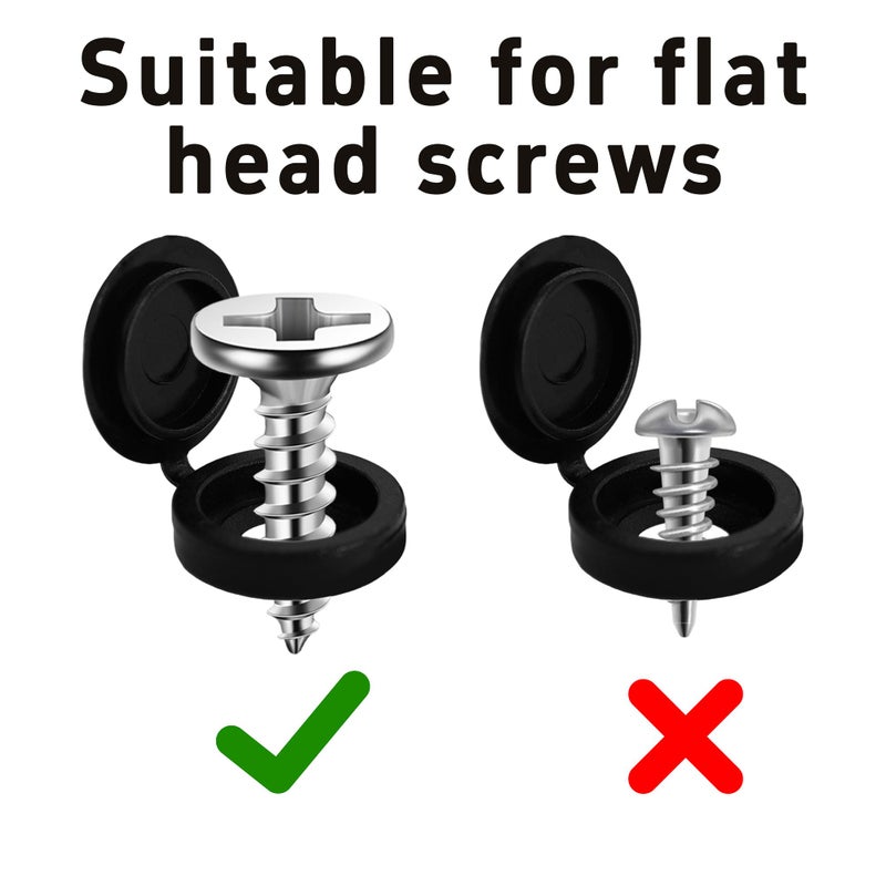 Runseaway 150Pcs Black Plastic Screw Covers, Hinged Screw Cover Caps, Hinged Fold Over Caps Dust Washers Snap Flip Tops for Screw Protection - Image 5
